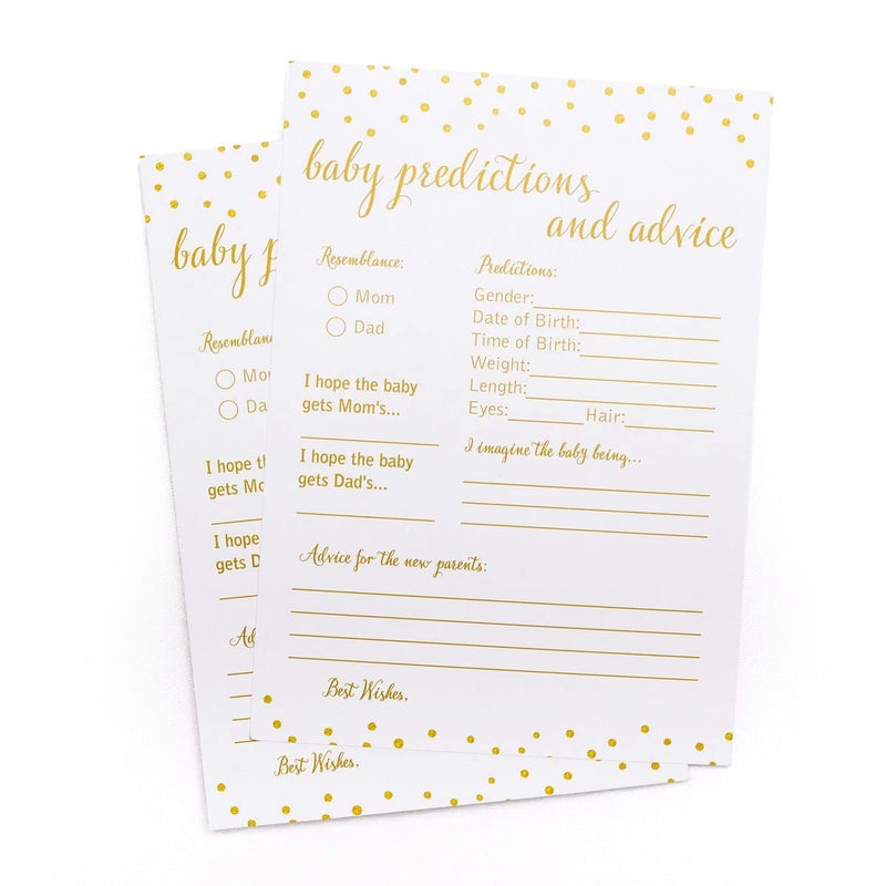 All-Ewired-Up 50 Baby Predictions and Advice - Gold Confetti - Baby Shower Game, New Mom & Dad Card or Mommy & Daddy To Be, Girl or Boy Babies New Parent Message Advice Book, Fun Gender Neutral Party (50-cards) - Image 1
